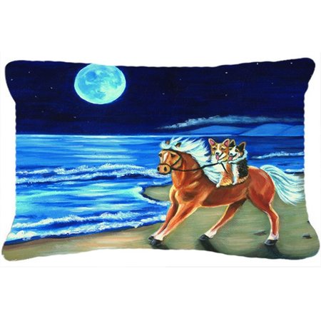MICASA Corgi Beach Ride On Horse Fabric Decorative Pillow MI893010